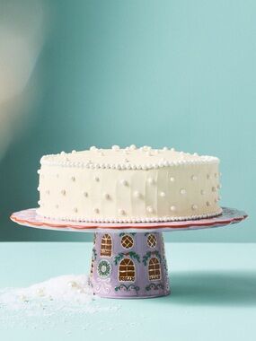 Anthropologie Ginger Stoneware Cake Stand | Purple | NIB